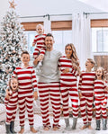 Holiday Red and White Striped Matching Family Christmas Pajamas-Dog Pajamas Included