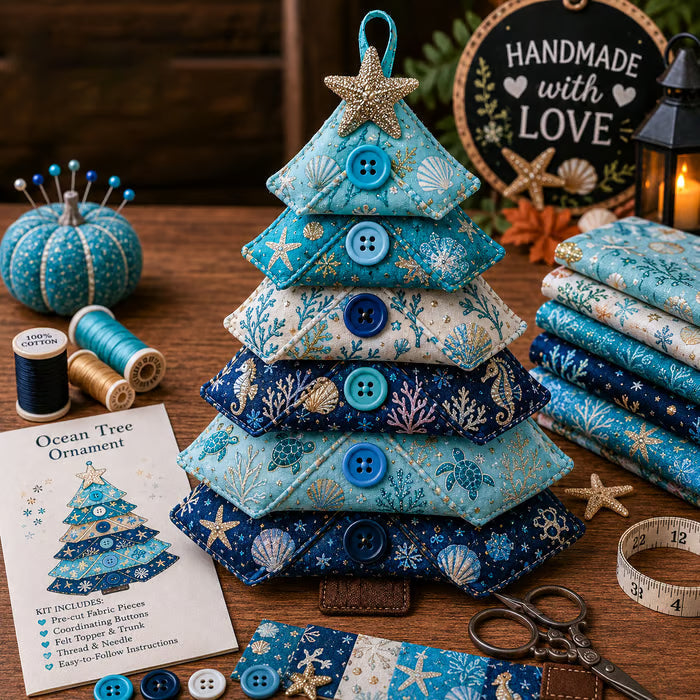 🎄 Layered Fabric Tree Ornament DIY Sewing Kit 🎁 Create A Cozy Handmade Fabric Tree Ornament ✨