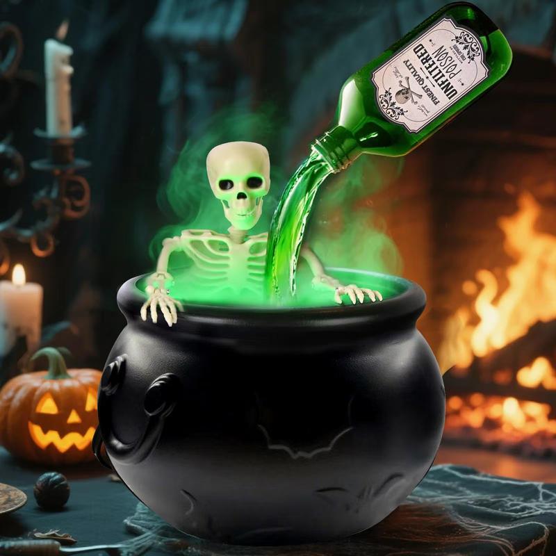 Cauldron Halloween Decor (With Magic Floating Potion Bottles & Diffuser)