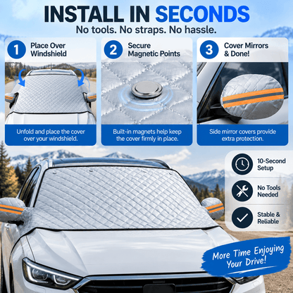 Magnetic Windshield Cover – All-Season Sun. Snow & Frost Protector for Cars. SUVs & Trucks