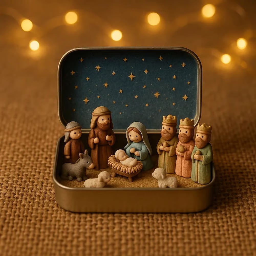🔥Last Day 50% OFF - ✝️Religious Pocket-Size Mini Nativity Scene Set with Storage Box