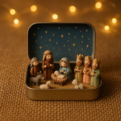 🔥Last Day 50% OFF - ✝️Religious Pocket-Size Mini Nativity Scene Set with Storage Box