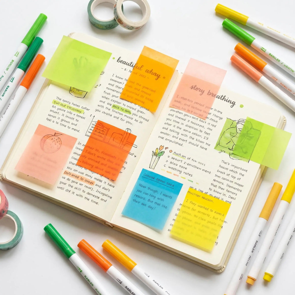 Transparent Pull-Out Sticky Notes | 12 Boxes, 960 Sheets, 6 Colors
