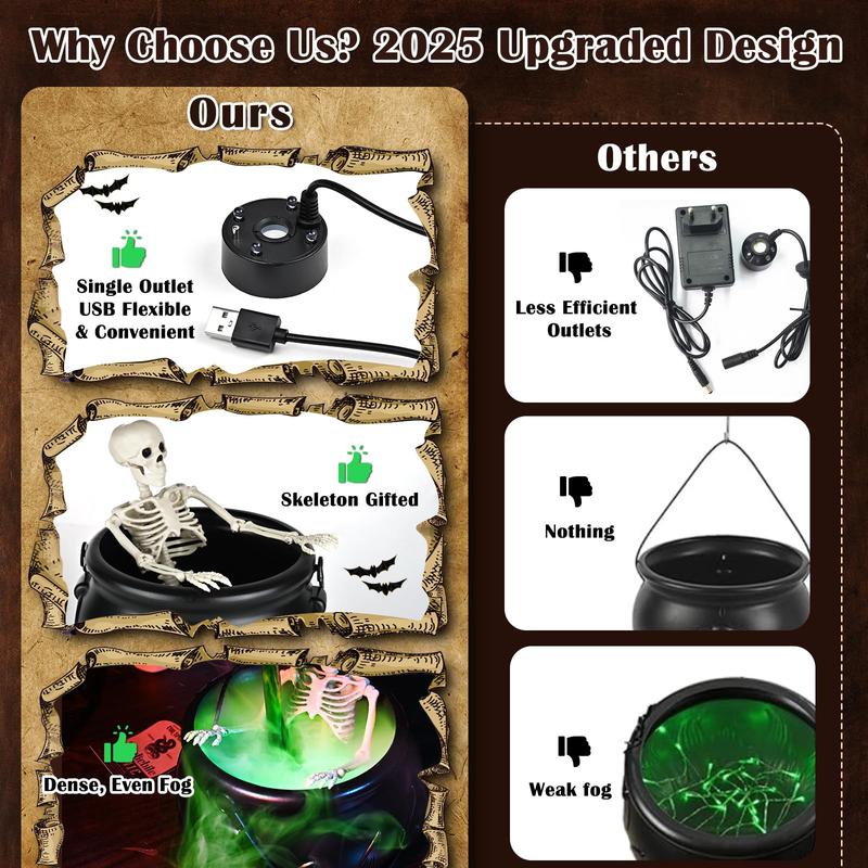 Cauldron Halloween Decor (With Magic Floating Potion Bottles & Diffuser)
