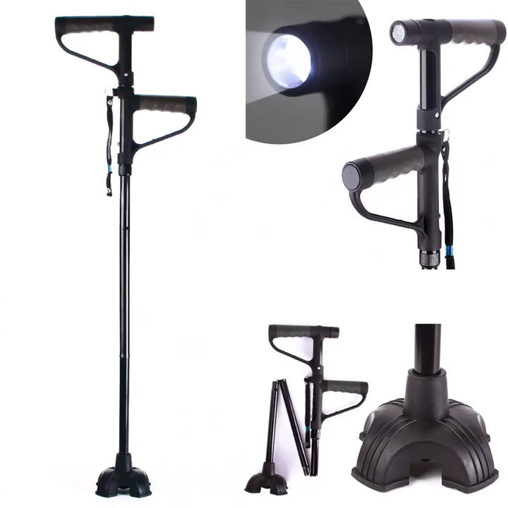 Aluminum Alloy LED Foldable Walking Stick | Non-Slip, Lightweight & Portable