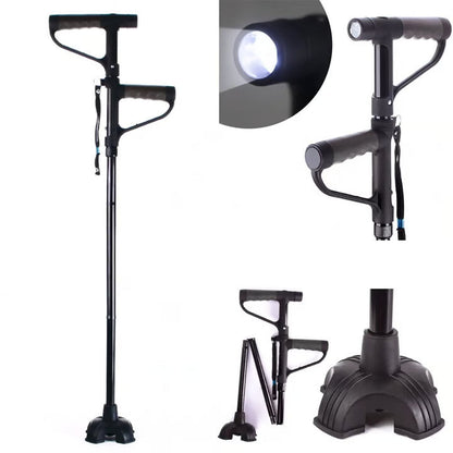 Aluminum Alloy LED Foldable Walking Stick | Non-Slip, Lightweight & Portable