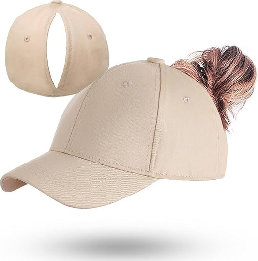Ponytail Hat for Women – Adjustable Baseball Cap with Ponytail Opening for Running & Sports