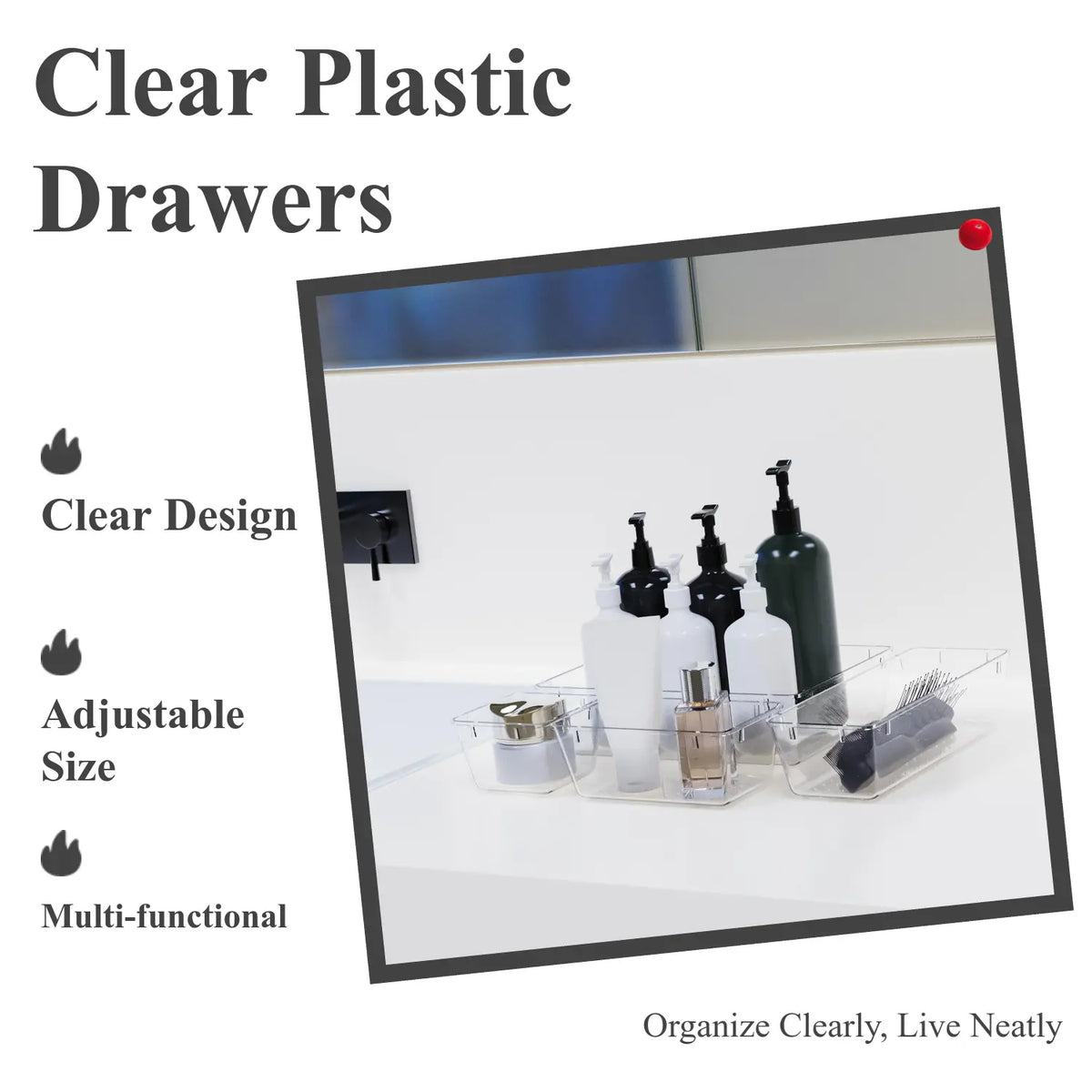 Clear Drawer Organizer Set 25-Piece