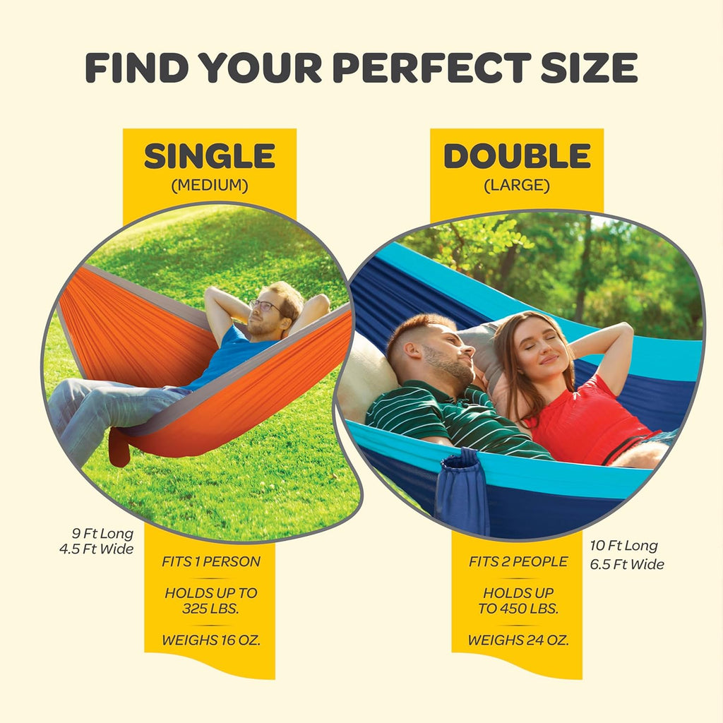 Durable Camping Hammock – Double & Single Sizes
