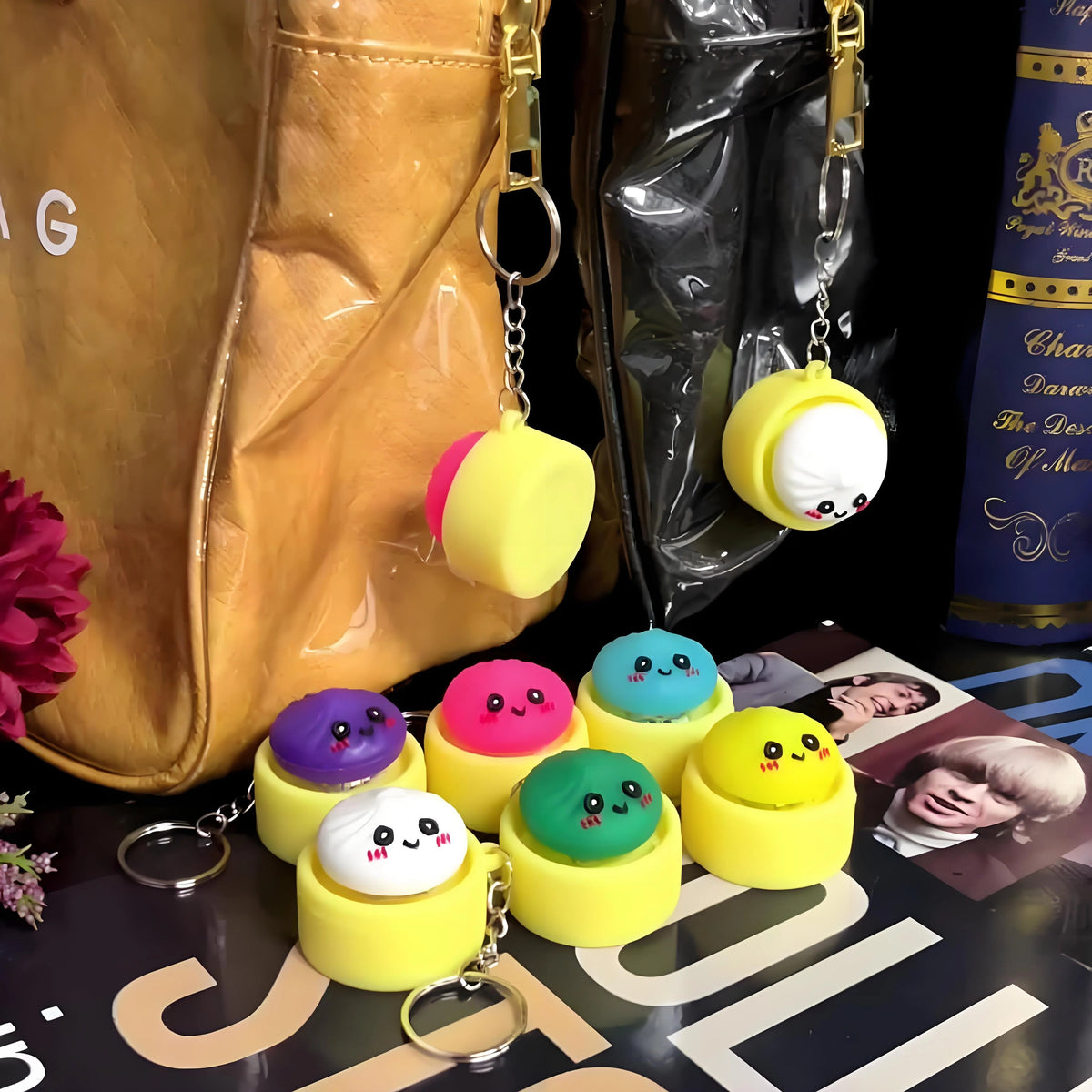 🔥 LAST DAY 49% OFF🔥 Cute Dumpling Pressable Fidget Keychain - touch sensing light