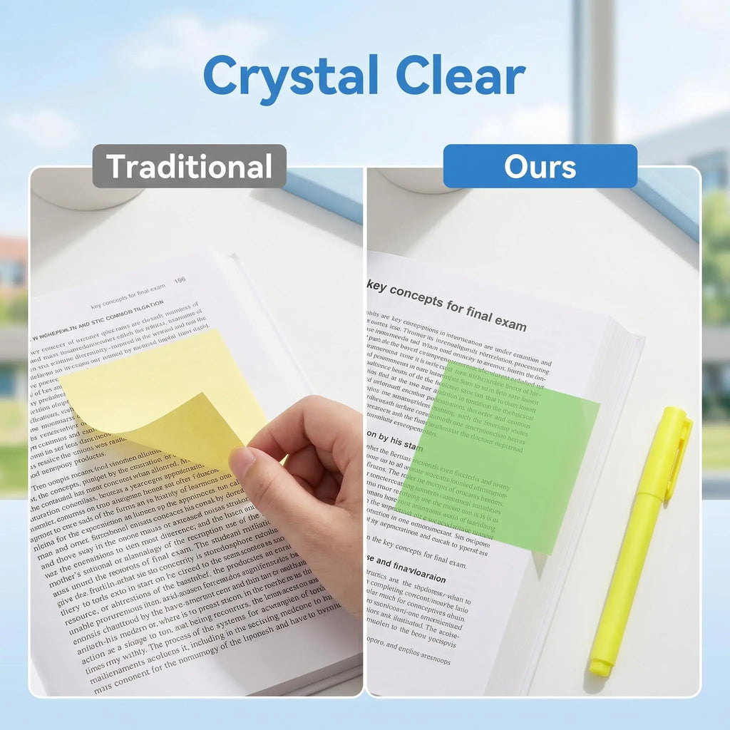 Transparent Pull-Out Sticky Notes | 12 Boxes, 960 Sheets, 6 Colors