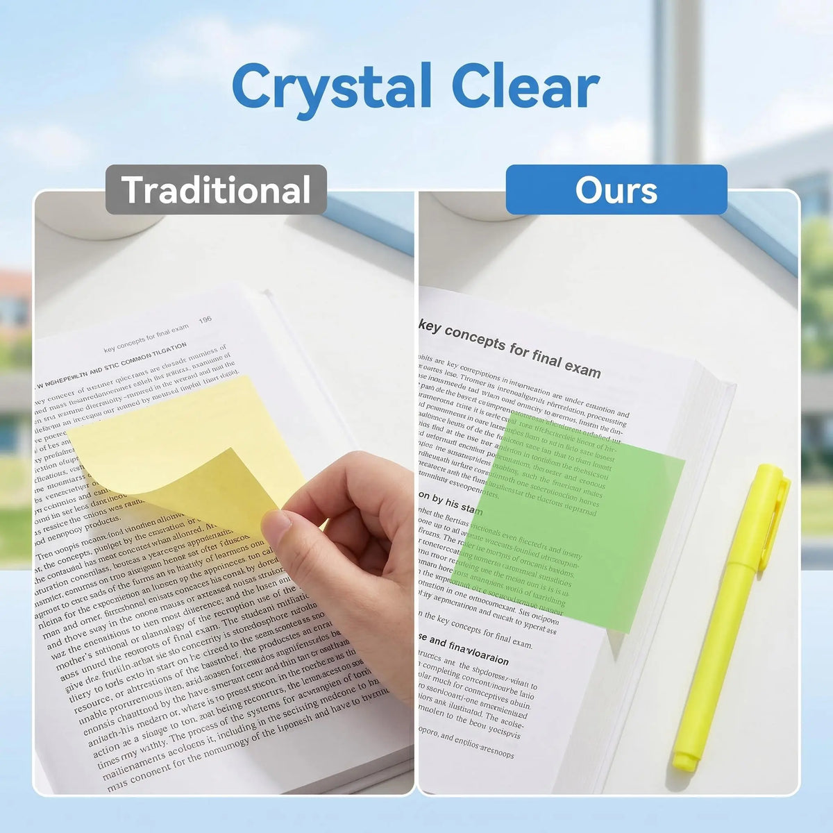 Transparent Pull-Out Sticky Notes | 12 Boxes, 960 Sheets, 6 Colors