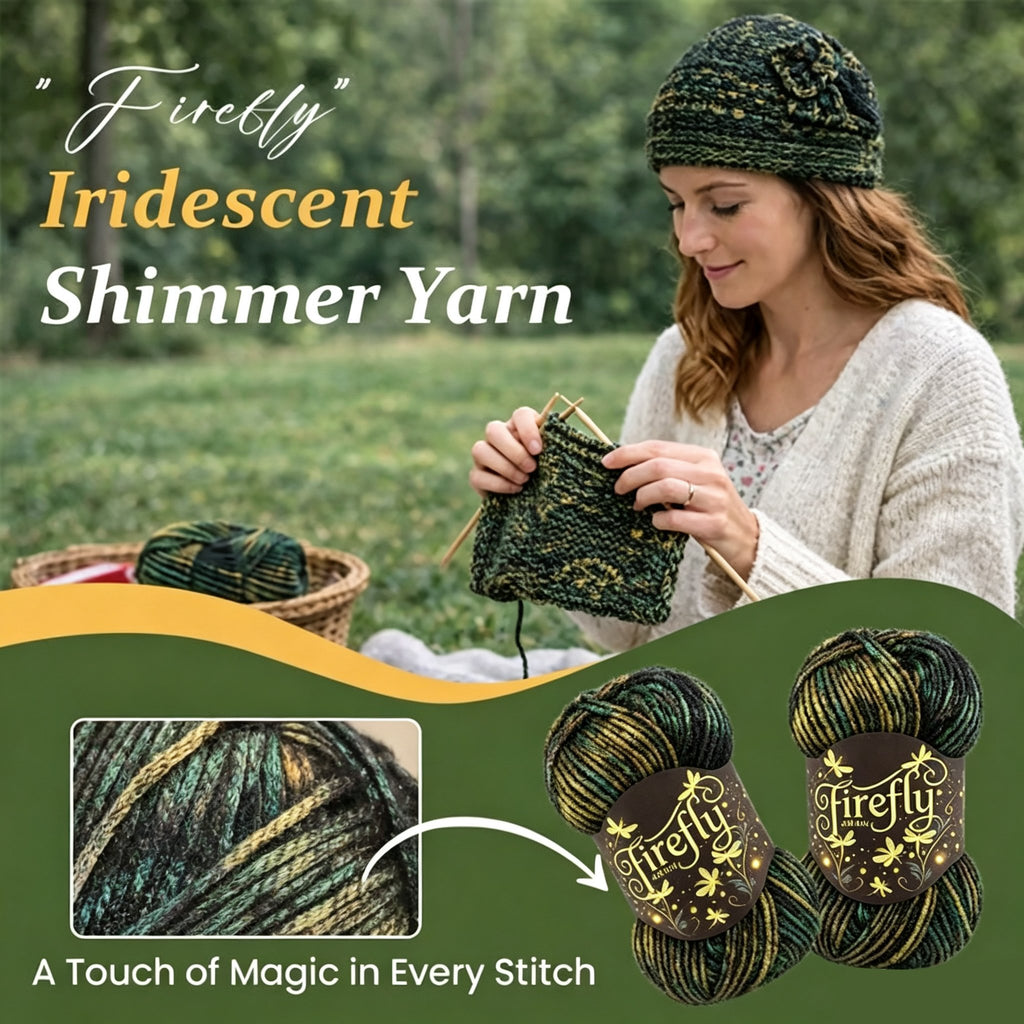 🧶Aran Wool 'Firefly' Iridescent Shimmer Yarn: A Touch of Magic in Every Stitch💫