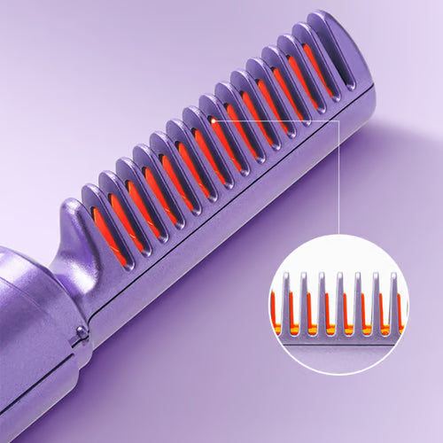 Mini Cordless Hair Straightener Brush – Ceramic Comb, USB Rechargeable, All Hair Types