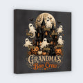 Grandma's Boo Crew Personalized Halloween Square Canvas for Grandmother - Custom Kids Name Ghost Wall Art Decor