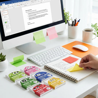 Transparent Pull-Out Sticky Notes | 12 Boxes, 960 Sheets, 6 Colors