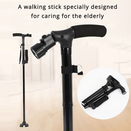 Aluminum Alloy LED Foldable Walking Stick | Non-Slip, Lightweight & Portable