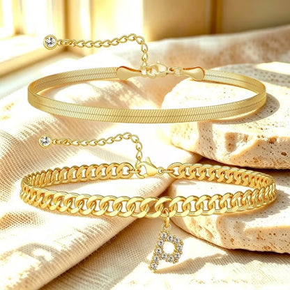 ✨ Gold Initial Anklet – 18K Gold Plated. Waterproof Adjustable Letter Pendant. Stackable Beach Jewelry