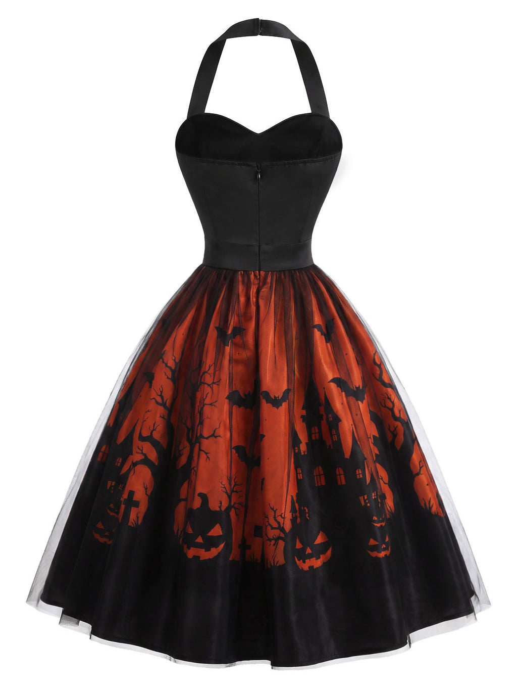 [Pre-Sale] Black 1950s Halter Sweetheart Neck Tulle Halloween Dress