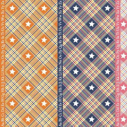 Dear Sweethearts Alphabet & Plaid Stripe Yardage – Multi | American Jane | In Stock