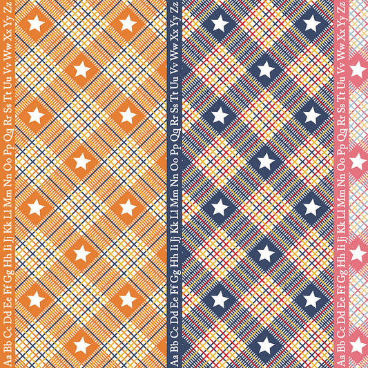 Dear Sweethearts Alphabet & Plaid Stripe Yardage – Multi | American Jane | In Stock