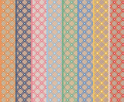 Dear Sweethearts Alphabet & Plaid Stripe Yardage – Multi | American Jane | In Stock