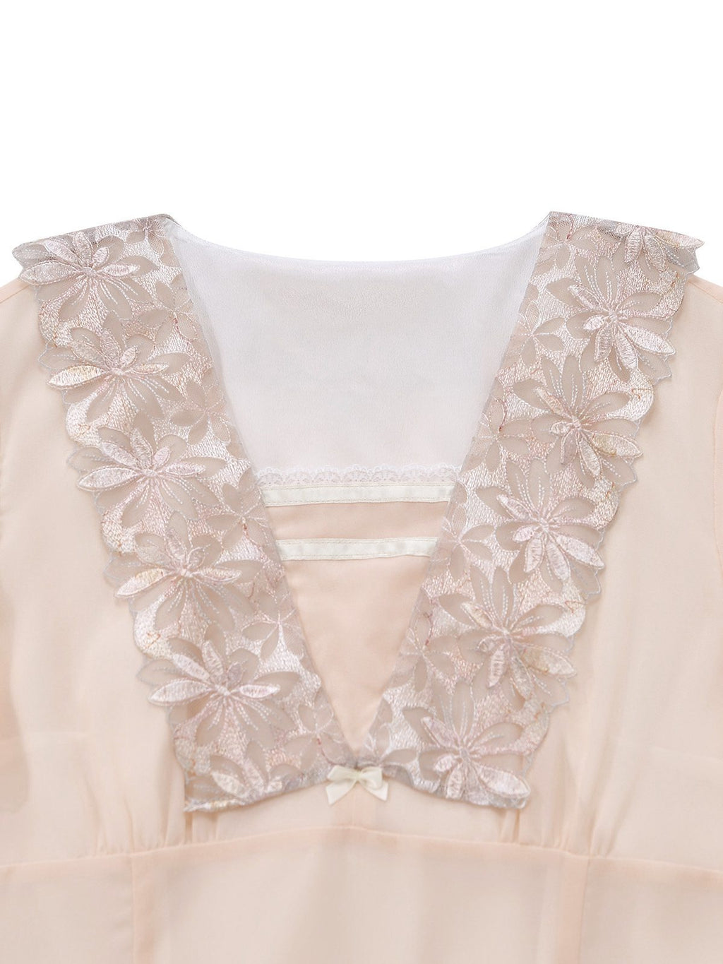 [Pre-Sale] Champagne 1950s Lace Chiffon Ruffle Sleeve Evening Dress