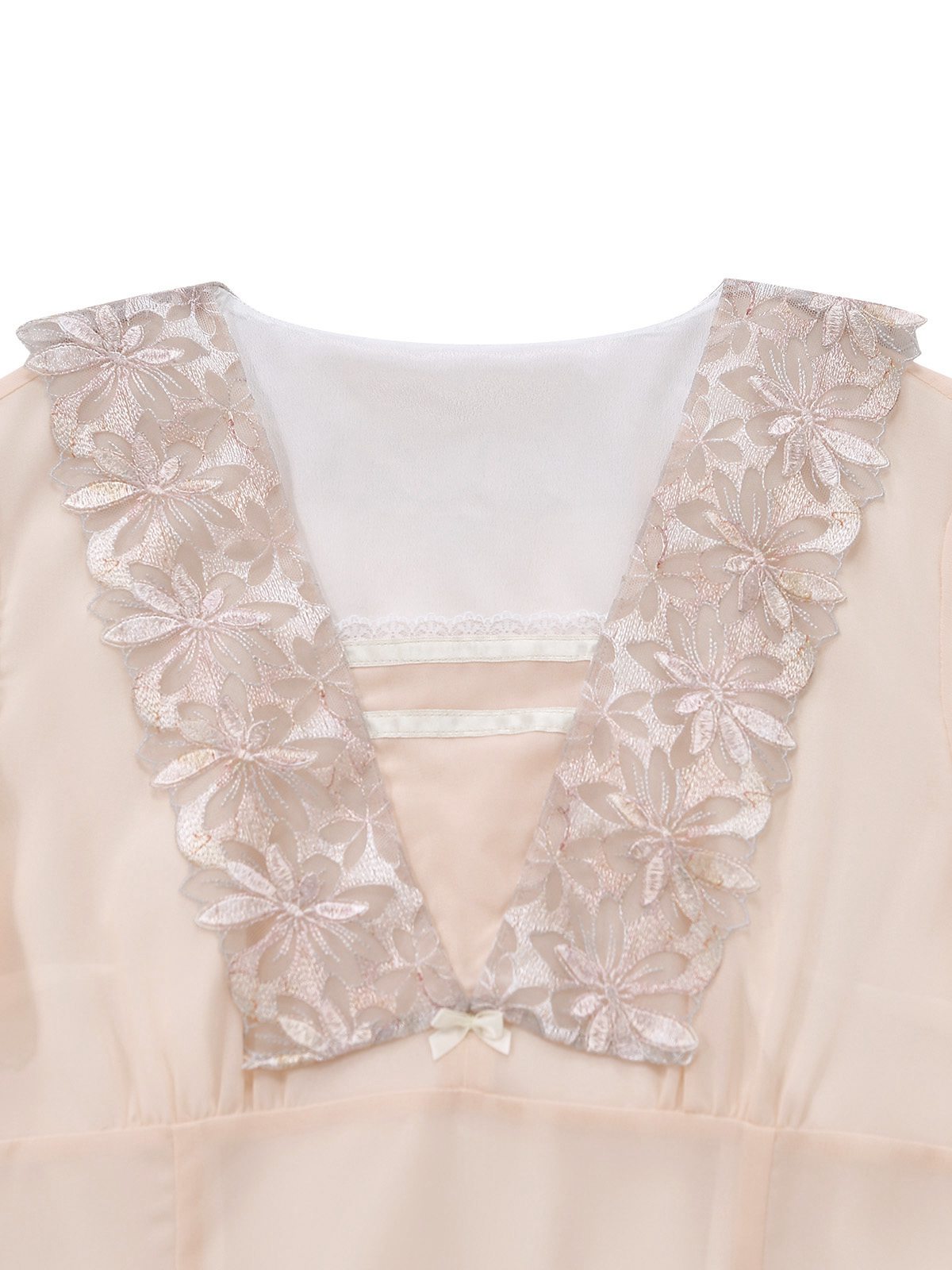 [Pre-Sale] Champagne 1950s Lace Chiffon Ruffle Sleeve Evening Dress