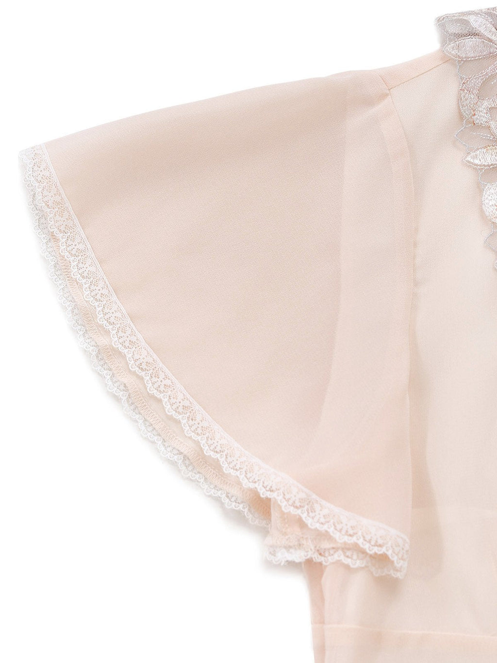 [Pre-Sale] Champagne 1950s Lace Chiffon Ruffle Sleeve Evening Dress