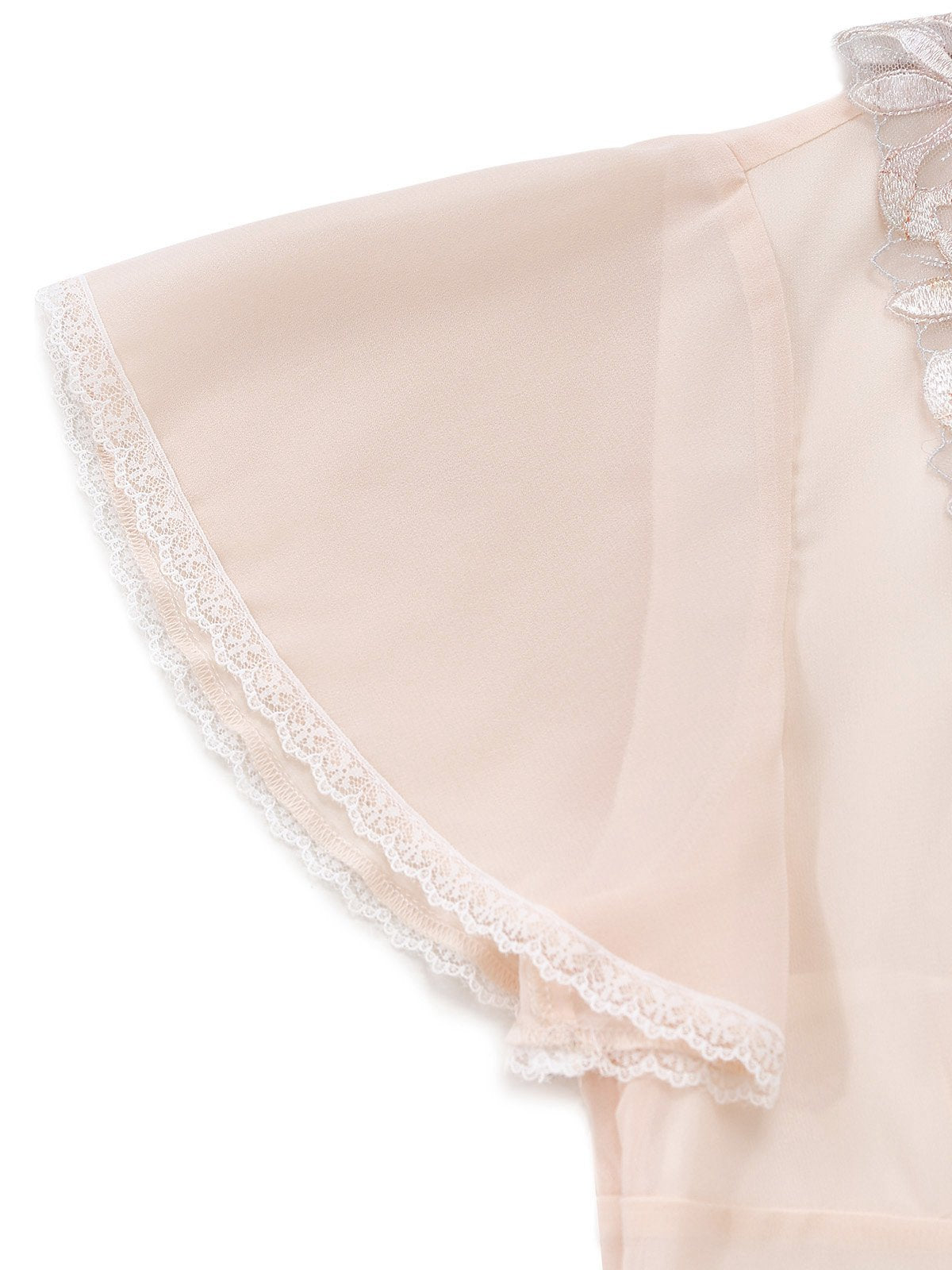 [Pre-Sale] Champagne 1950s Lace Chiffon Ruffle Sleeve Evening Dress