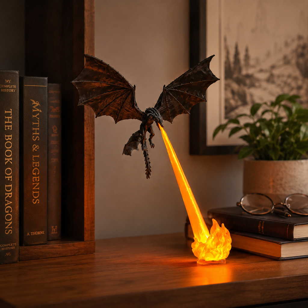 Dragon Breath LED Display Lamp – Fire & Ice Fantasy Dragon Decor