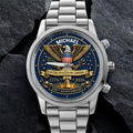United States Of America Anniversary Eagle And Liberty Bell - Personalized Custom Men's Watch - INDE458_CUMWA