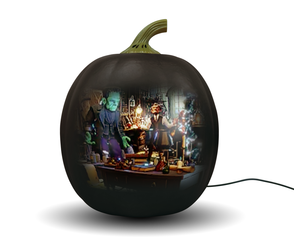 ANIMAT3D Jabberin' Jack Motion Sensor 12 Inch XL Talking Animated Black Pumpkin with Built in Video Projector, Speaker and Motion Sensor Includes 80 Minutes of Content