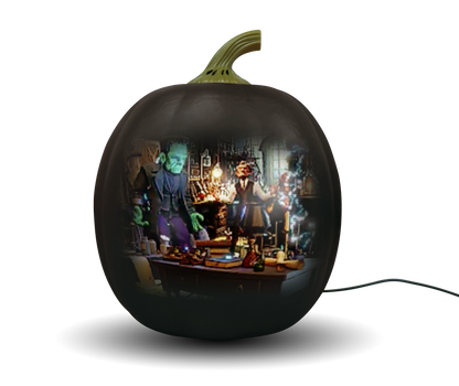 ANIMAT3D Jabberin' Jack Motion Sensor 12 Inch XL Talking Animated Black Pumpkin with Built in Video Projector, Speaker and Motion Sensor Includes 80 Minutes of Content