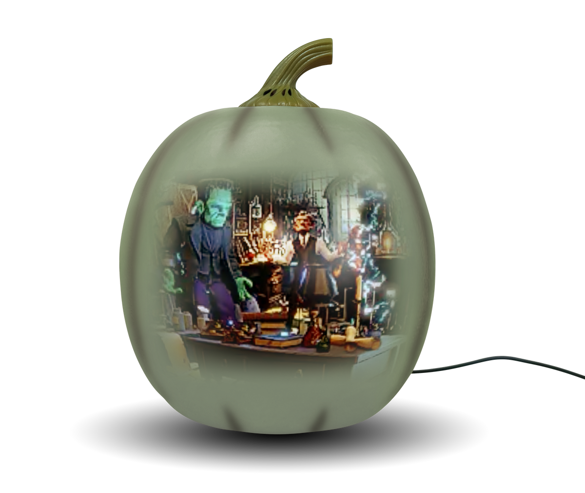 ANIMAT3D Jabberin' Jack Motion Sensor 12 Inch XL Talking Animated White Pumpkin with Built in Video Projector, Speaker and Motion Sensor Includes 80 Minutes of Content