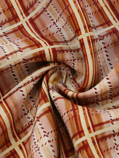 [Pre-Sale] Light Brown 1960s Ruffle Plaid Lemon Pencil Dress