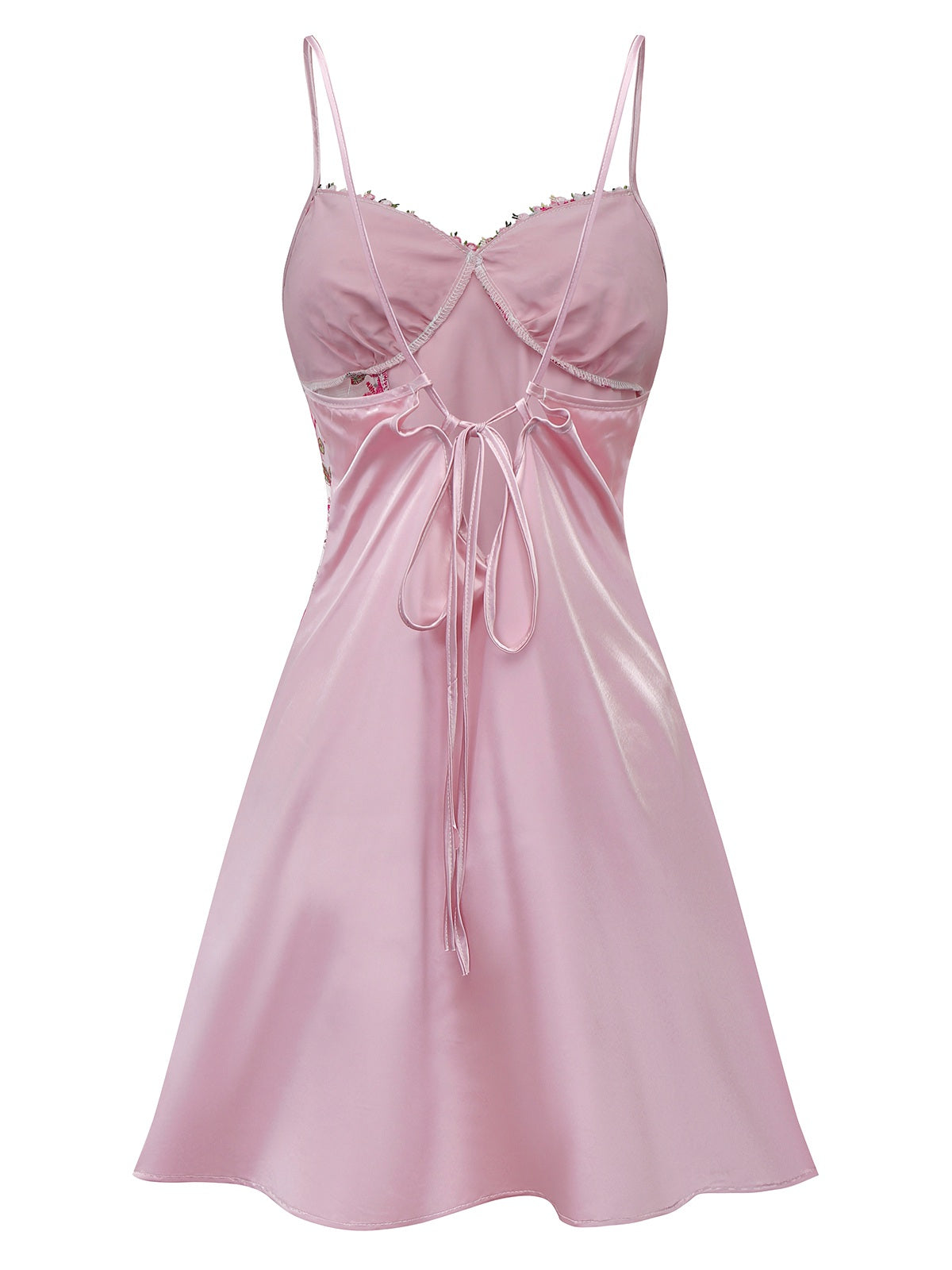 [Pre-Sale] Pink 1950s Embroidered Floral Mesh Satin Nightgown