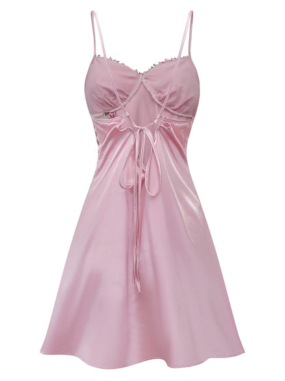 [Pre-Sale] Pink 1950s Embroidered Floral Mesh Satin Nightgown