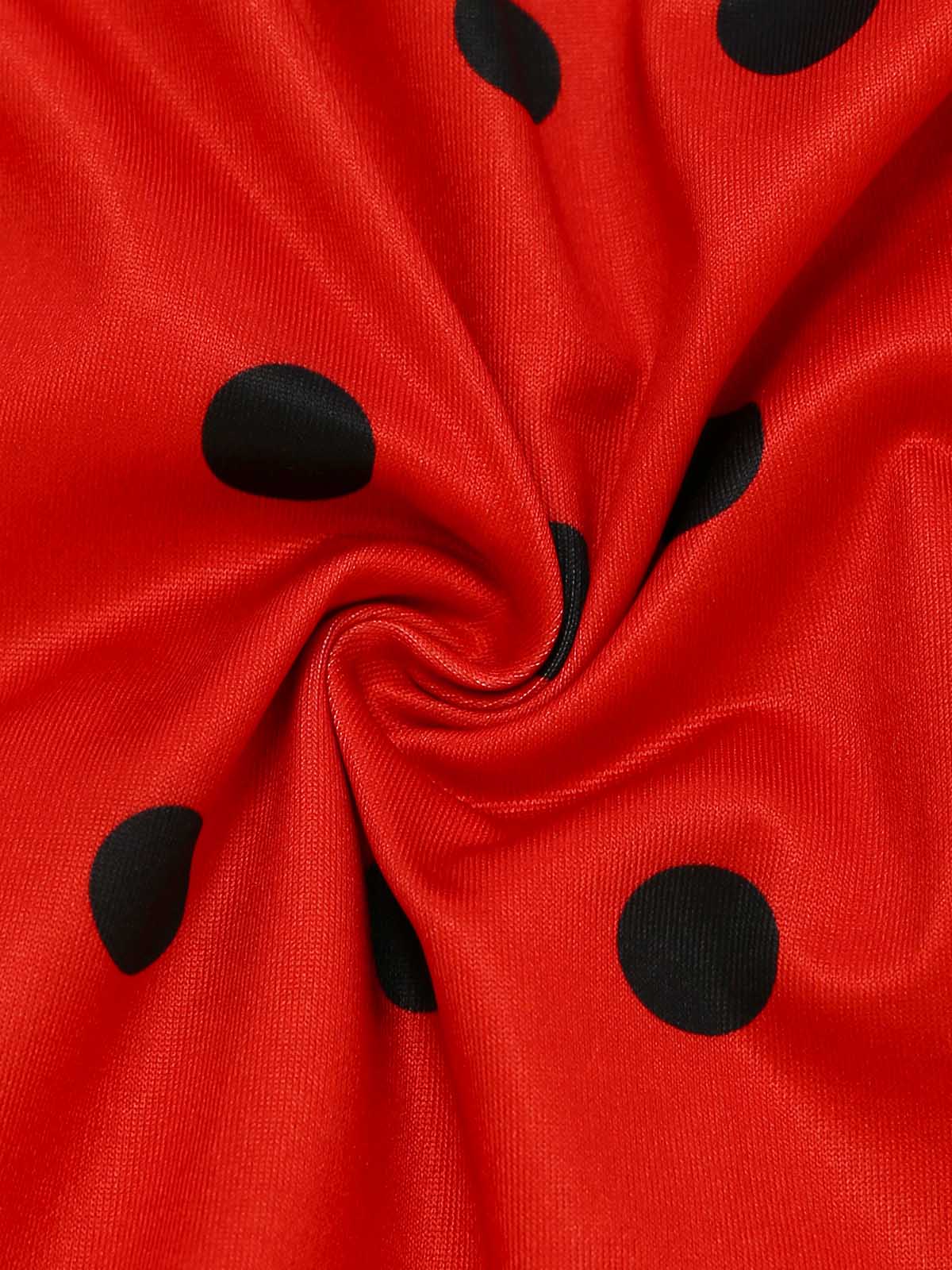Red 1950s Ladybug Halloween Costume Dress Set