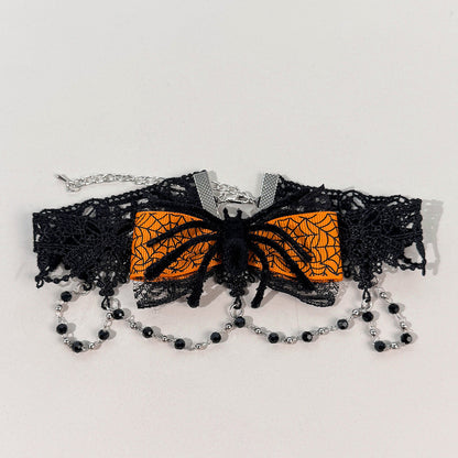 Halloween Spider Web Bow Lace Choker