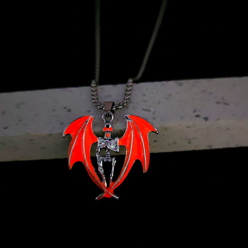 Halloween Glow in Dark Dark Devil Skull Pendant Necklace