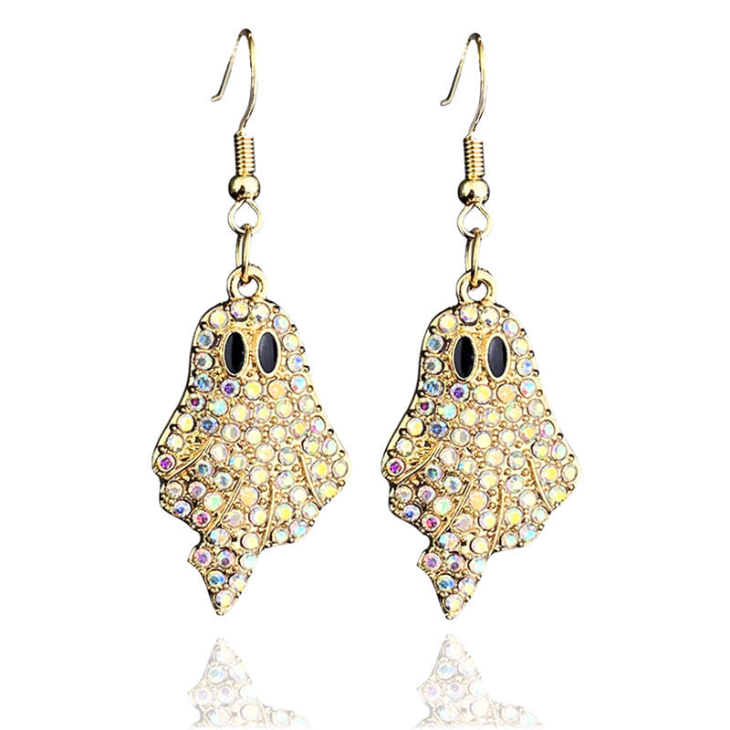 Halloween Sparkly Pumpkin Ghost Hook Earrings