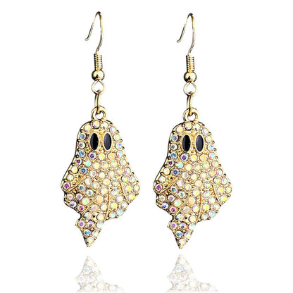 Halloween Sparkly Pumpkin Ghost Hook Earrings