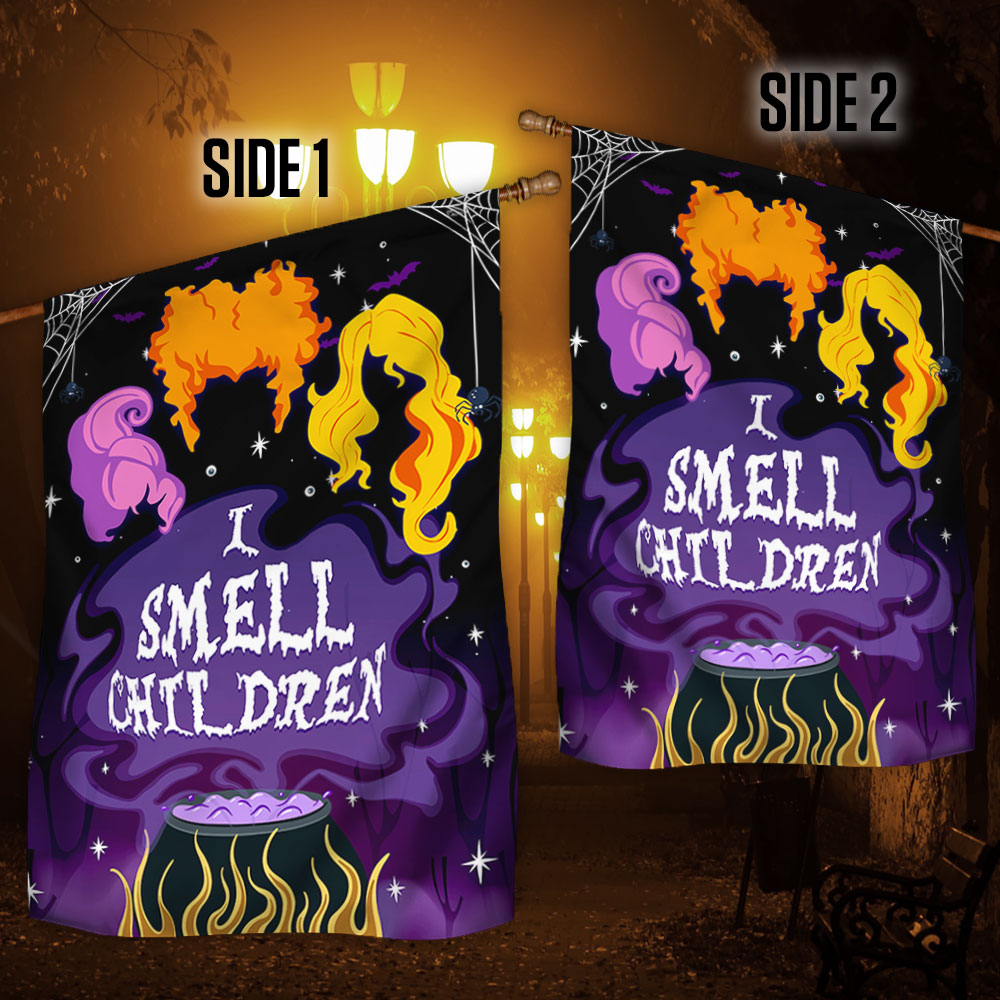 Three Witches Halloween I Smell Children Flag