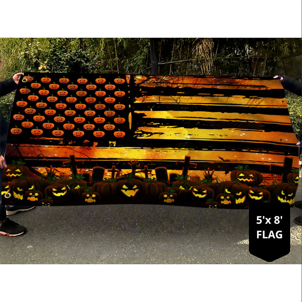 Halloween Flag Pumpkin Jack O Lantern Pumpkin Grommet Flag