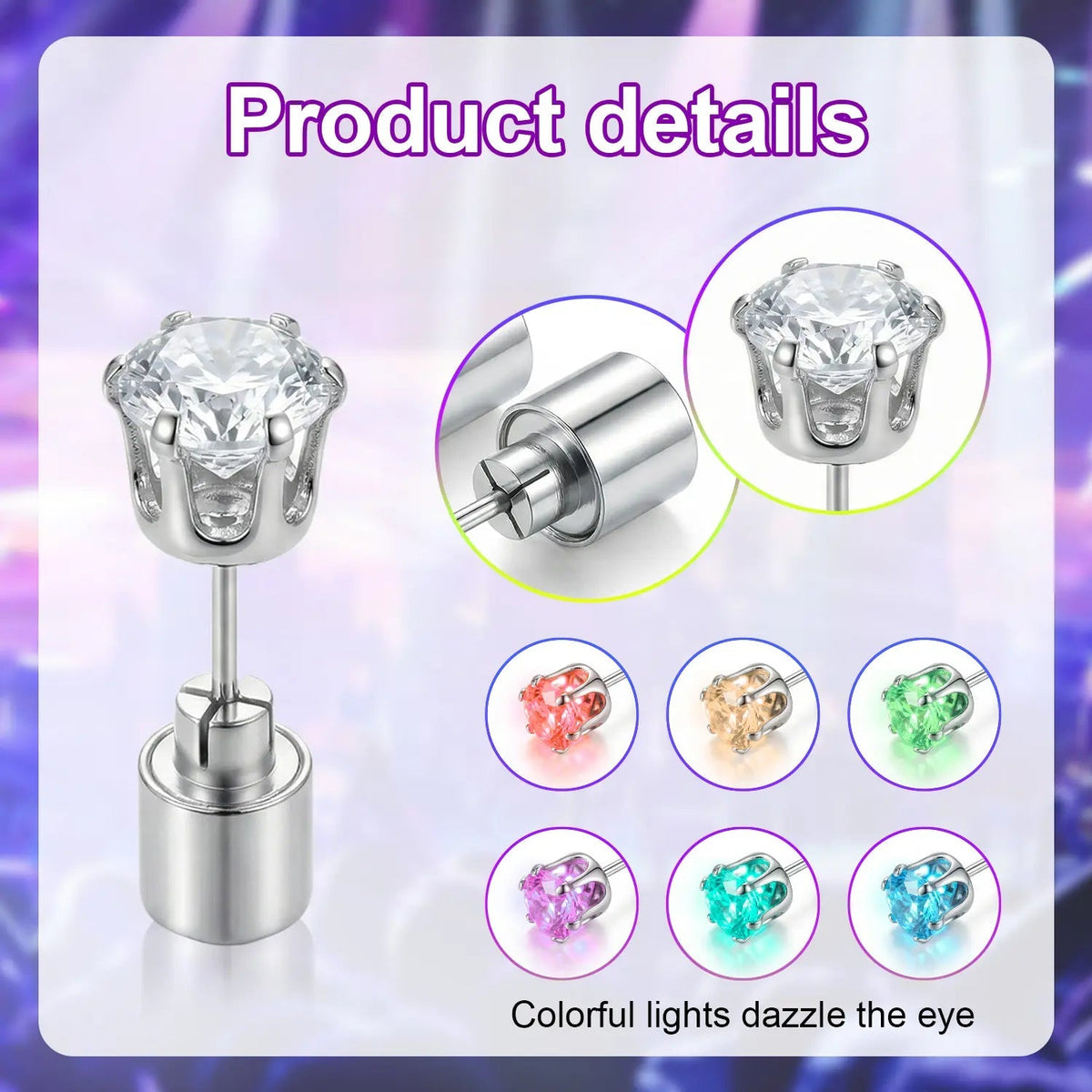 Rainbow LED Stud Earrings Halloween Party