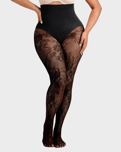 🔥Last Day 50% OFF - High-Waisted Floral Lace Shaping Tights