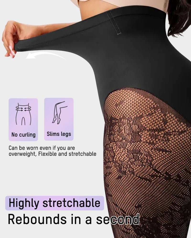 🔥Last Day 50% OFF - High-Waisted Floral Lace Shaping Tights
