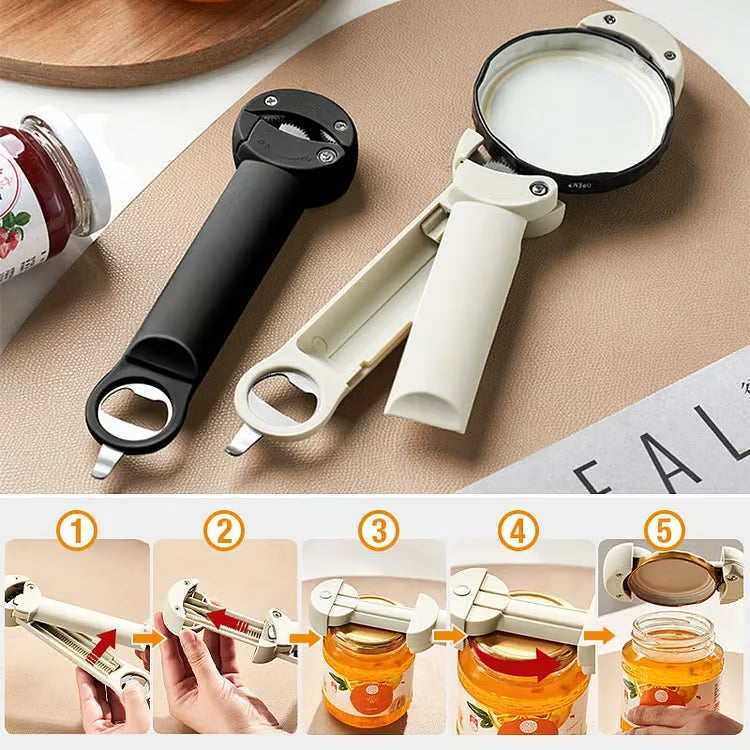 Multifunctional Adjustable Jar & Bottle Opener, Labor-Saving Lid Remover for Weak Hands & Seniors