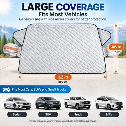Magnetic Windshield Cover – All-Season Sun. Snow & Frost Protector for Cars. SUVs & Trucks
